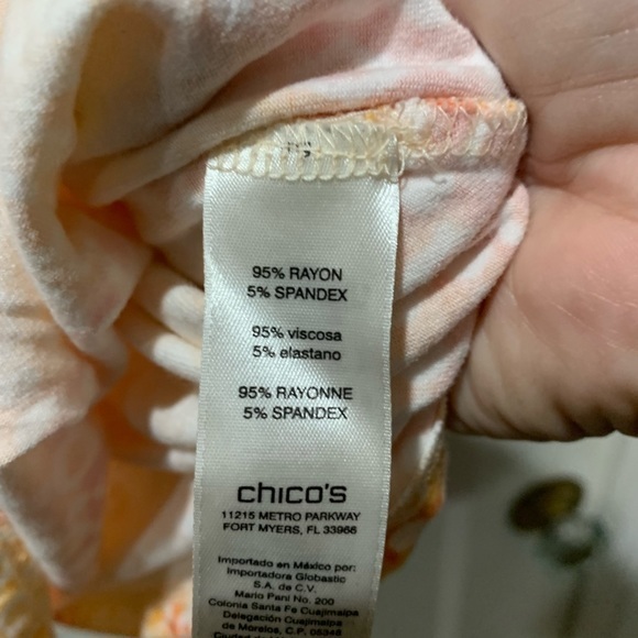 Chicos 2 large orange pattern rayon top - Picture 5 of 8